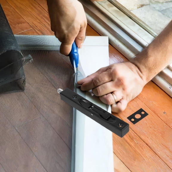 GOOHOCHY Stainless Steel Flush Bolt for Doors Durable and Secure with Concealed Installation 6 inch Black