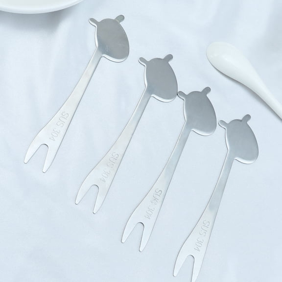 Mobutofu Stainless Steel Fruit Fork Set 4Pcs White for Fine Dining Experience