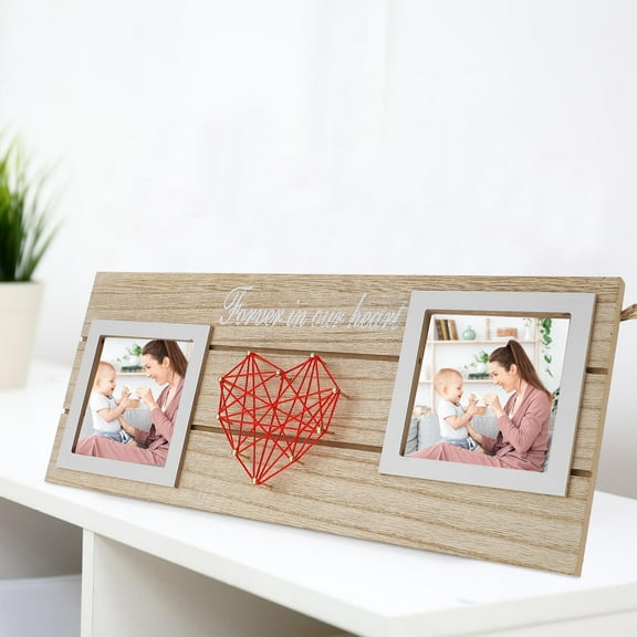 HINTRMENT Mother Picture Frame Red Wooden For Family Members 1 Set 13.4X5.5in