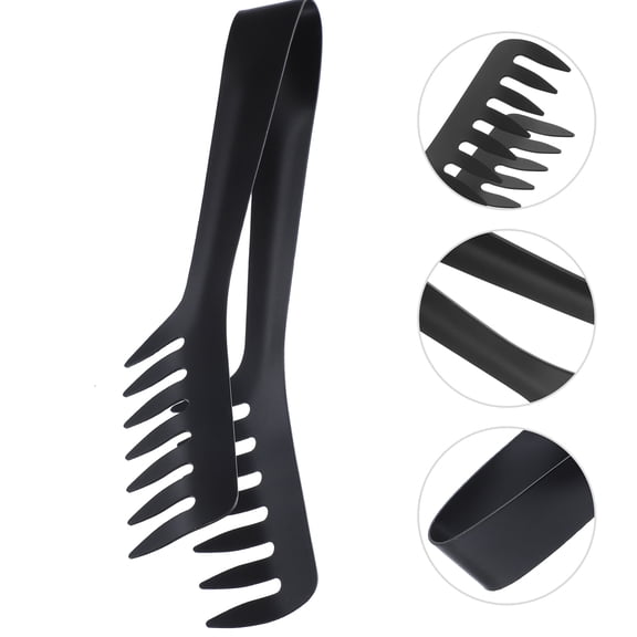 GOOHOCHY Stainless Steel Tongs for Home Use Black Heat Resistant Cooking Utensils Comfortable Grip 12 Inch