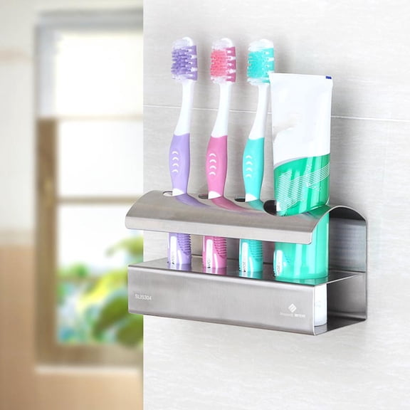 GOOHOCHY  Stainless Steel Toothbrush Holder Holders Small Bathroom Storage Mounted Silver