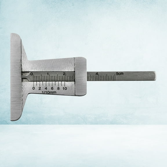 GOOHOCHY Stainless Steel Tread Pattern Ruler Safety Ruler Height Depth Measure Tool (0-50mm Chisel Tool Steel)