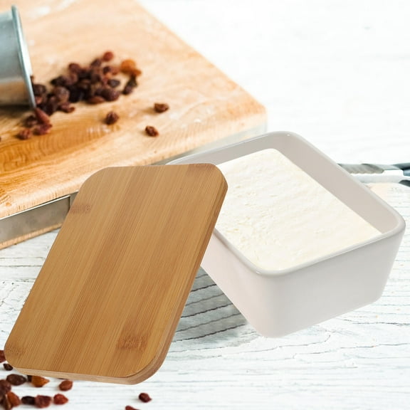 GOOHOCHY  Rustic Butter Dish with Lid for Countertop Ceramic Box Food Storage Container