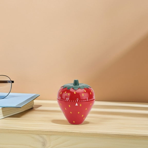 GOOHOCHY Strawberry Shaped Mechanical Kitchen Timer Cute Fruit Design Manual Countdown Timer For Cooking Baking And Home Use Kids And Adults