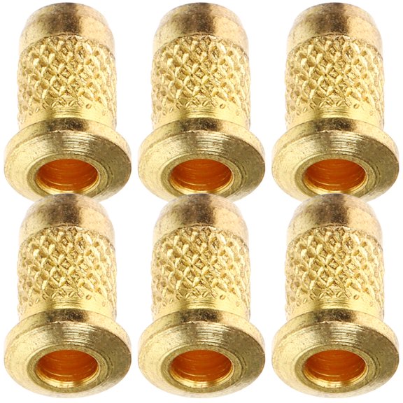 GOOHOCHY String Through Body Building 6Pcs Metal Guitar String Ferrules Golden 0.28x0.24in Flat Collar