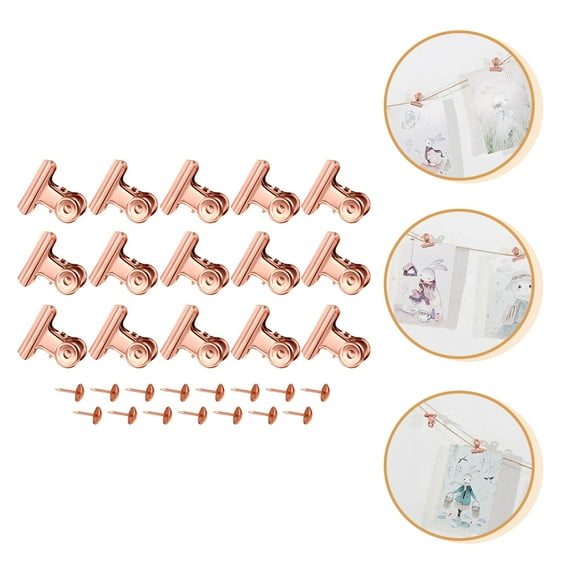 GOOHOCHY Student Stationary Iron Photo Clips Small Binder Clamp Office Gold