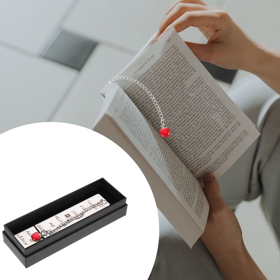 FUEENIRVA Black Stainless Steel Bookmark with Elegant Design, Book Page Holder for Students and Teachers, 1 Set