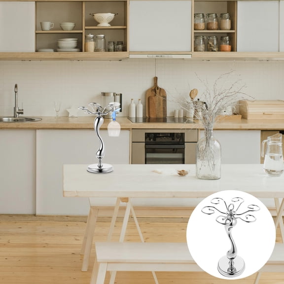GOOHOCHY Stylish Goblet Rack Home Wine Glass Table Storage Mounted Silver