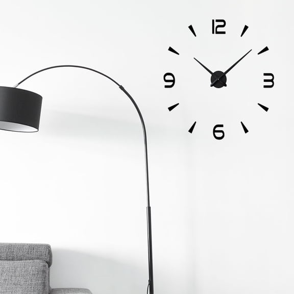 GOOHOCHY Stylish Large DIY 3D European Wall Clock for Home and Office Decor (Black Mirror Dial, Battery Not Included)