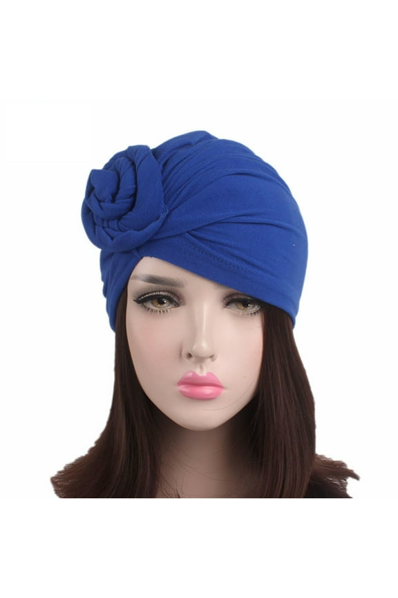 GOOHOCHY Stylish Swirl Bonnet Bohemian Hat National Style Turban Hat Blue
