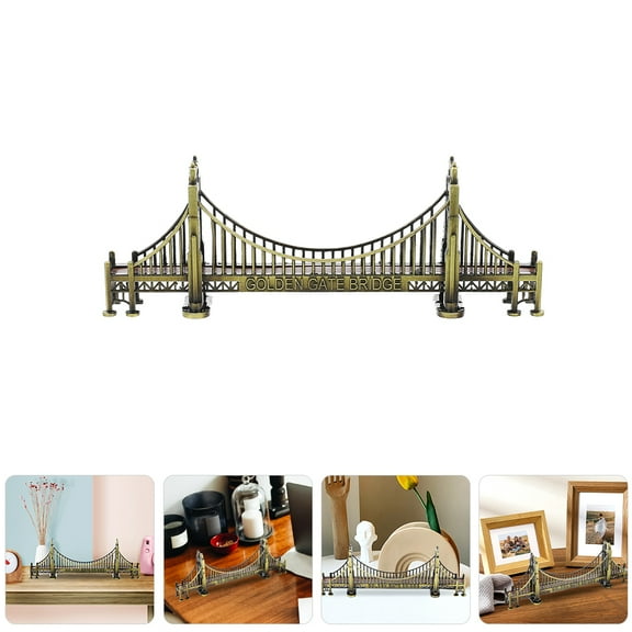 GOOHOCHY Table Decor Model Decoration Architecture Bridge Statue International Famous Architecture Bridge Sculptures Metal Tabletop Decoration Golden Retro Decor