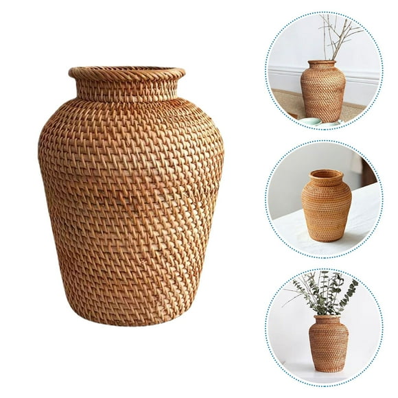 GOOHOCHY Tall Wicker Vase Rattan Vase Flower Vase Household Vase 20.00X15.00X15.00CM