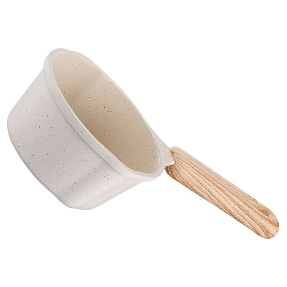 Goohochy Small Aluminum Alloy Saucepan with Lid, 1 Quart Thickened Wooden Handle Cookware for Kitchen Cooking