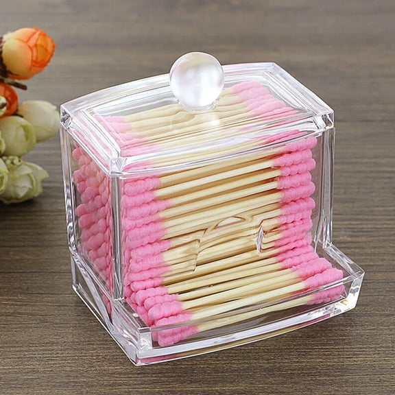 GOOHOCHY Tips Crystal Cotton Swab Box Small Item Storage Box