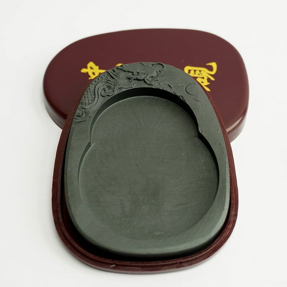 GOOHOCHY Traditional Chinese Calligraphy Inkstone 5-Inch Dragon Carved Ink Slab With Cover For Calligraphy And Drawing Artistic Ink Tray Collectible Calligraphy Supply