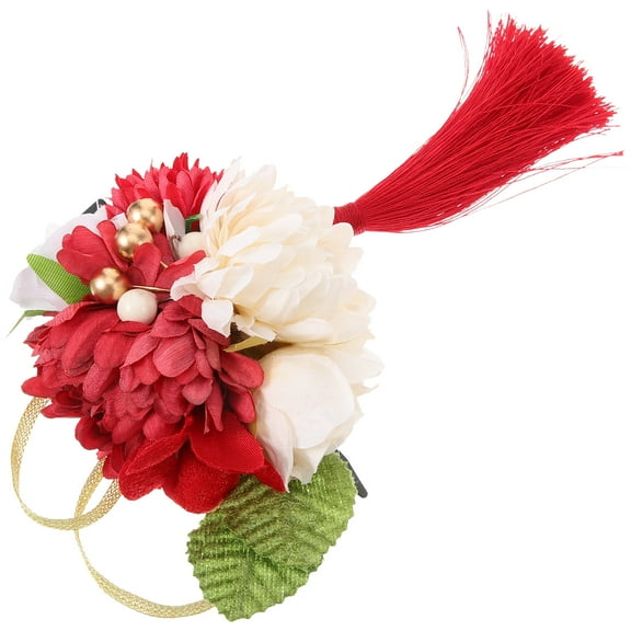 ADDHAT Asian Hair Accessories Fabric Red For Women Cosplay 1Pcs 7.9In