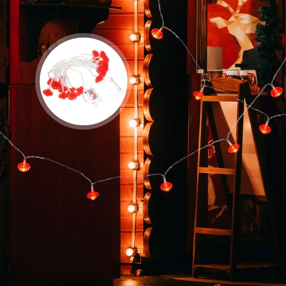 GOOHOCHY Traditional Red Lantern String Lights for Decoration with LED Battery Operated Multi-Color Soft Plastic 1 String