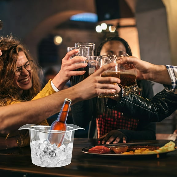 GOOHOCHY Transparent Acrylic Ice Bucket for Home Use Serving Snacks Fruits and Wine Bottles 9.84x7.09x5.91 Inches