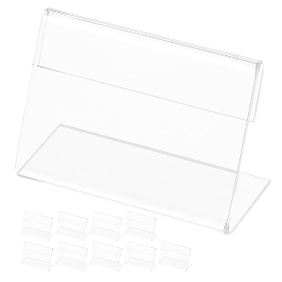 GOOHOCHY Card Stand L-Shaped Horizontal Sign Holder Acrylic 10Pcs For Name Tags
