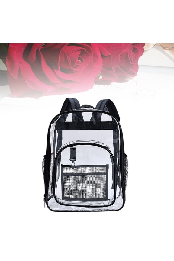 Clear Stadium Approved Backpack See Through PVC Bag Black Transparent 1 Piece for Event Security