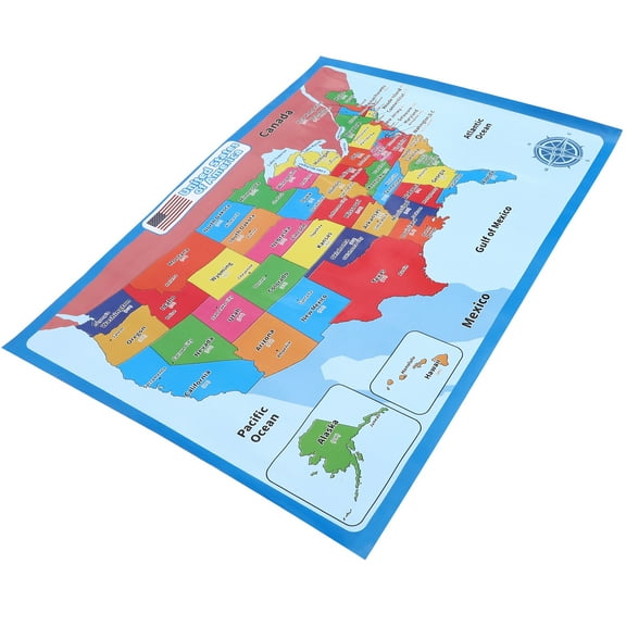 GOOHOCHY USA Map Poster for Decoration Use Wear-resistant Preschool Educational Poster Multi Color 1 Sheet