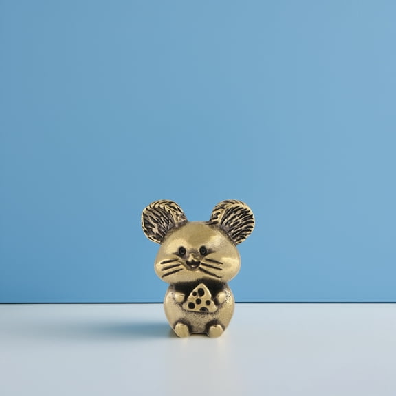 Mobutofu Antique Brass Golden Mouse Ornament for Home Decoration