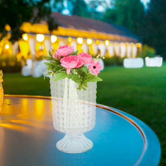 GOOHOCHY Unique Clear Glass Vase Elegant European Style Flower Pot Thickened High Foot Glass Planter For Home Decor Dining Table Centerpiece Office And Festive Decorations