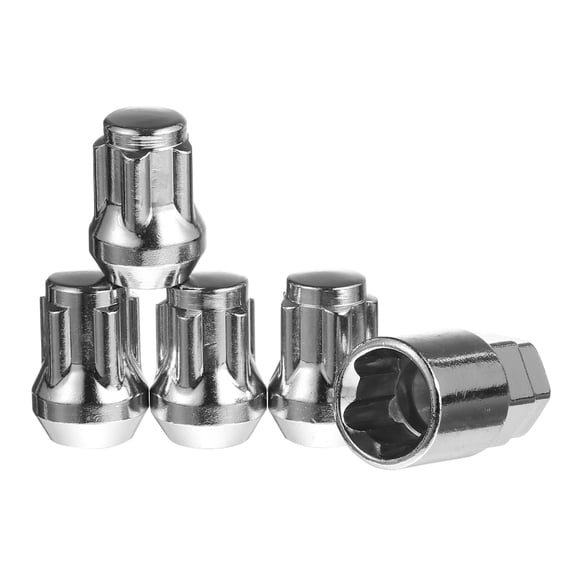 GOOHOCHY Universal Wheel Lock Set for Car Silver 4pcs Lug Nuts with 1pc Sleeve Easy to Install
