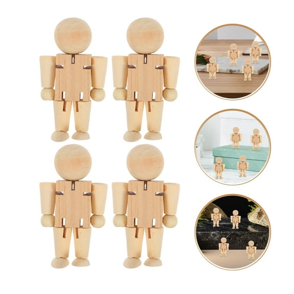 GOOHOCHY Unpainted Wooden Nutcracker Soldier for Craft Use Beige Color Creative Diy Handicraft Wood Figure Toy