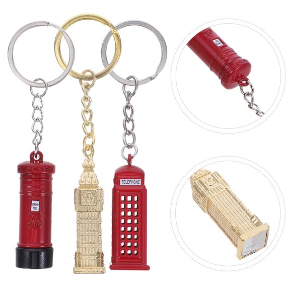 GOOHOCHY Vintage England Style Keychain Set with Zinc Alloy Material Exquisite Realistic Models for Key