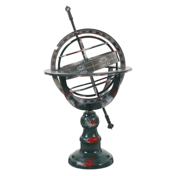 GOOHOCHY Vintage Iron Globe for Decoration Dark Green Desktop Collectible with Exquisite Details 4.5 Inches