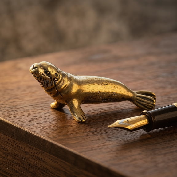 GOOHOCHY Vintage Mini Brass Seal Figurine, Small Animal Sculpture for Home Decoration, Living Room , Retro Style Collectible Ornament