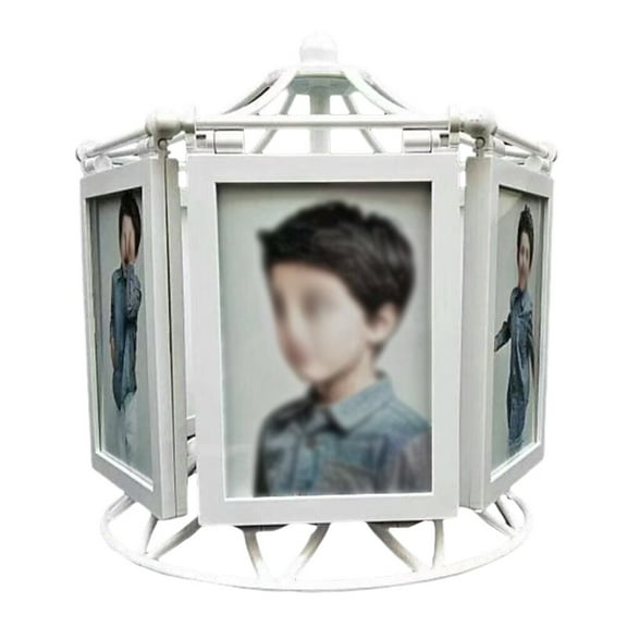 GOOHOCHY Vintage Ferris Wheel Photo Frame with Manual Rotation, Rotating Picture Display for Office and Home Decor