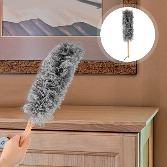 FUTUREORYY Home Duster Handled Duster Grey Fiber 1Set for Furniture Cleaning