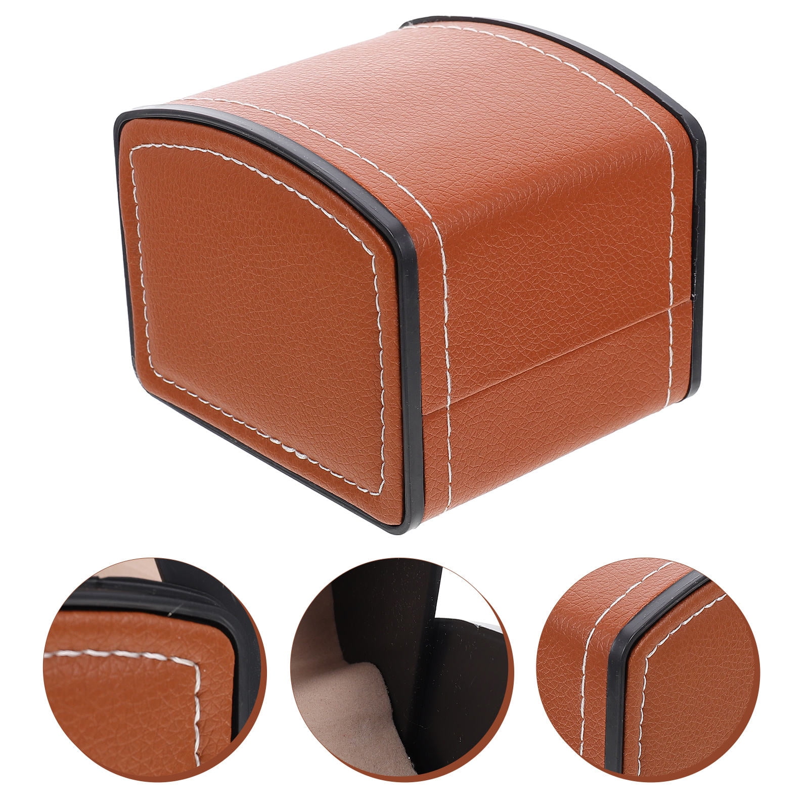Single Watch Storage FUTUREORYY Single Watch Storage Box in Brown PU for Travel and Home Use ...