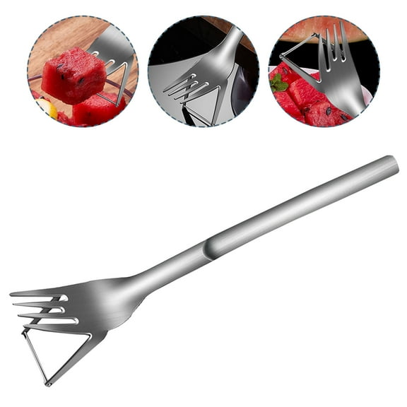 GOOHOCHY Watermelon Cutter Fork in Silver Made of Stainless Steel for Home Use 7 inch