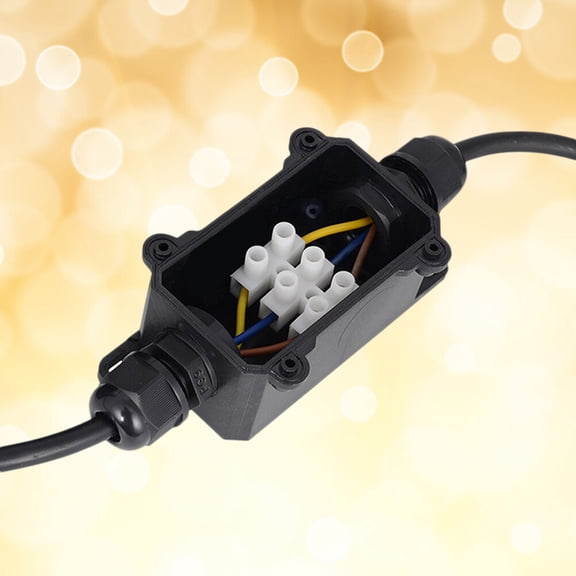 FUEENIRVA waterproof cord connector Junction Box Plastic Black for Garden Lighting Accessories 1Pack