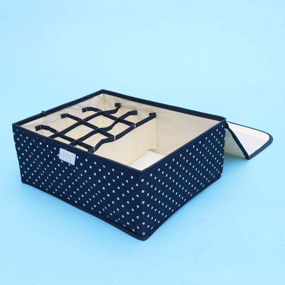 GOOHOCHY Waterproof Oxford Cloth Underwear Storage Box 13 Grids Washable Foldable Closet Organizer Wardrobe Space Saver (Dots)