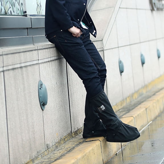 GOOHOCHY Black Reusable PVC Shoe Protectors with Zippers for Protection Ideal for Floors and Carpets 1 Pair