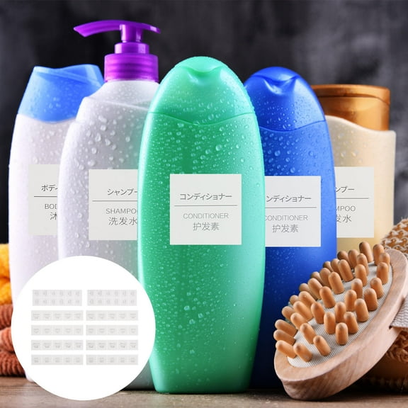 GOOHOCHY Waterproof Self Adhesive Labels for Home Use Multi Language Shampoo and Cosmetic Bottle Labels 50 Sheets