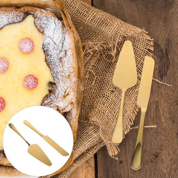 GOOHOCHY Wedding Cake Utensils Set Golden 1 Set Long Handle 9.3x0.9x0.1in 9.3x1.8x0.2in