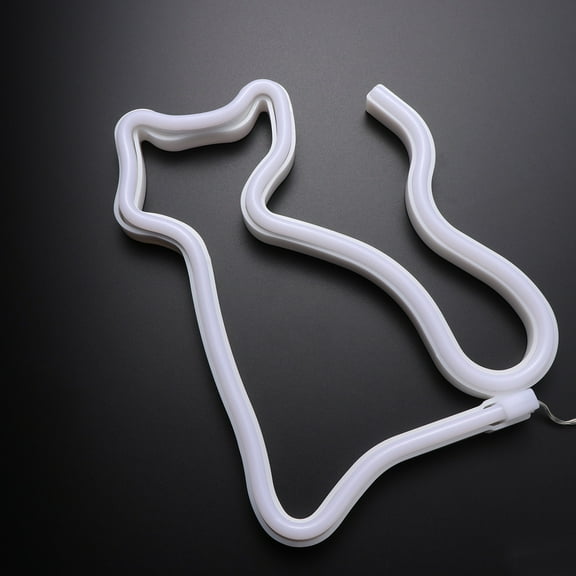 GOOHOCHY White Cat Shape Night Light with LED Strips for Wall Decoration and Illumination PC Material Uses USB or Battery Powered