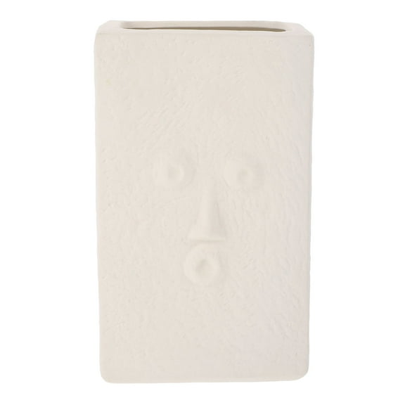 GOOHOCHY White Ceramic Vase for Decor Dried Flowers Statue Elegant Square Face Pot 1Pc