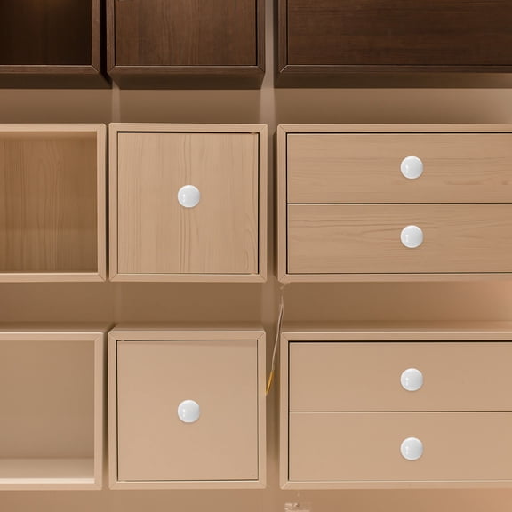 GOOHOCHY Set of 20 White Wooden Drawer Knobs, Smooth Cabinet Pull Handles for Home Furniture, Synthetic Material