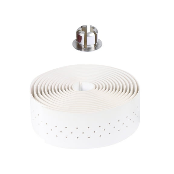 GOOHOCHY White Handlebar Tape with Shock-absorbing Strap for Bicycle Use 1 Set EVA PU