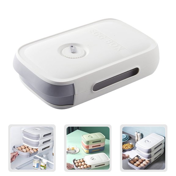 GOOHOCHY White PP Material Egg Storage Container for Refrigerator Compact Size Kitchen Organizer Keeps Eggs Neat 7.8x5.1x3.1 Inches