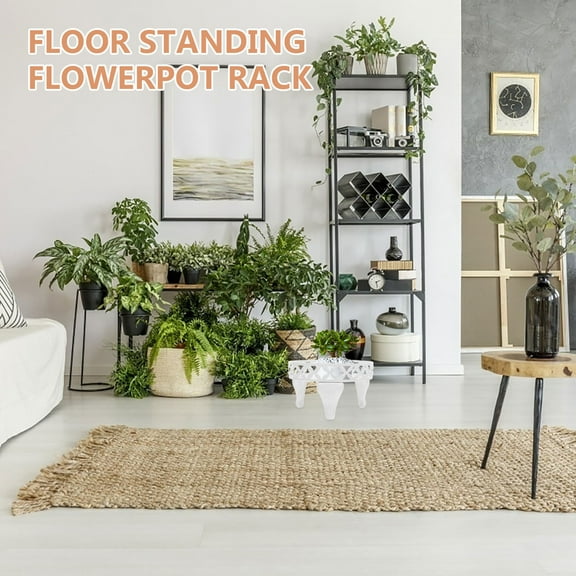 GOOHOCHY White Plant Stand for Flower Pot Heavy Duty Potted Holder Metal Iron Garden Container Round Supports Rack for Planter