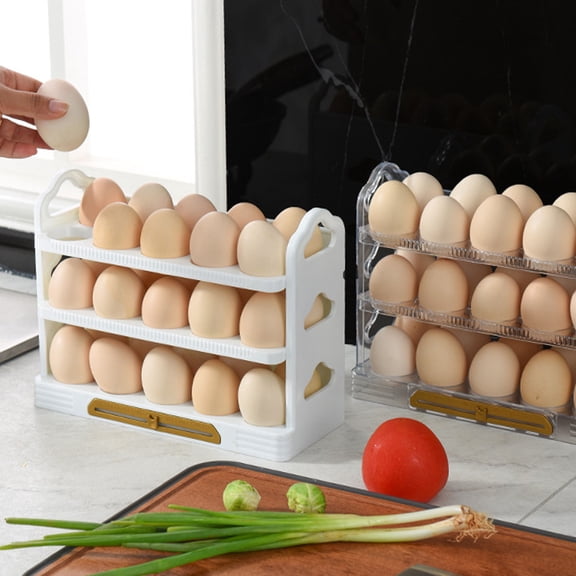 HINTRMENT White Plastic Egg Container for Refrigerator with Vertical Partition Design Durable Egg Storage Holder