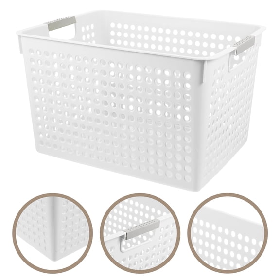 HONMEET Laundry Baskets Stackable Storage Organizer White PP 1Set