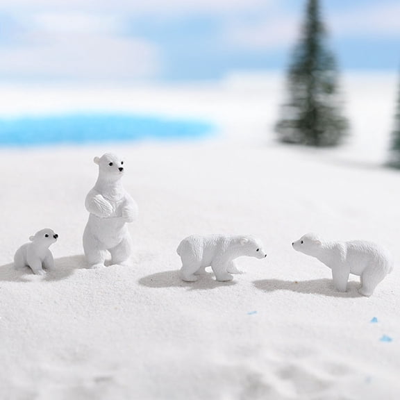 GOOHOCHY White Resin Animal Bear Figurines Set of 12 Miniature Winter Decor Collectibles